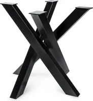 Magnetic Mobel Tischgestell Orion (S -Size 77X77X71 Cm, Schwarz) Design Kreuzgestell Schwerlast Massiv Tischkufen Stahl Tischbeine Metall Profil 8X4 Cm