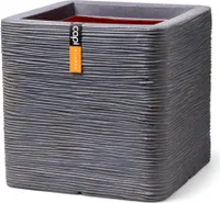 Capi Blumentopf Nature Rib Quadratisch 40x40x40 cm Dunkelgrau