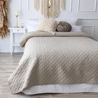 CalmyHOME Tagesdecke Bett Bettüberwurf Überwurf Beige 240x260cm Sofaüberwurf Steppdecke Sofa Decke Überwurfdecke Tages Decken Betthusse Überdecke gesteppte Tagesdecken Quilt