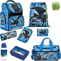 Schulranzen 1. Klasse für Jungen und Mädchen · Dragons Schultasche Drachen · ergonomisch & leicht · 9tlg. Set mit Sporttasche