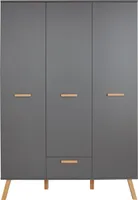 trendteam Babyzimmer Kleiderschrank Mats Grau Melamin 130 x 190 x 60 cm