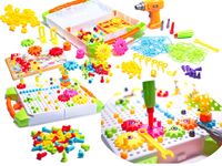 KIK Mozaika detské puzzle plastové bloky + skrutkovač 181 dielikov