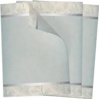50 Blatt Briefpapier (A4) | Edles Blumen Vintage Papier Grau Blau Muster | Motivpapier | edles Design Papier | beidseitig bedruckt | Bastelpapier | 90 g/m²