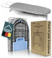 Tischbügelbrett, klappbare Beine, platzsparend, grau, blau , Faltbares Bügelbrett mit Klappfunktion