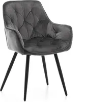 NEW HOME Stuhl SIENA gespolsterter Esszimmerstuhl Wohnzimmerstuhl mit Steppung - grau - moderne Samt Velours Möbel