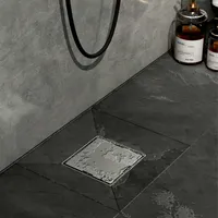 EMKE odpływ podłogowy ze stali nierdzewnej narożny 152 x 152 mm z syfonem i sitkiem do włosów, zestaw otworów odpływowych odpływu prysznicowego