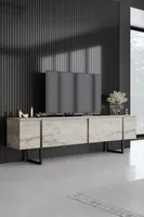 Skye Decor, Luxe - Traverten, Black, Fernsehtisch, Traverten, 100 % MELAMINBESCHICHTETE SPANPLATTEN, 180 x 30 x 50 cm