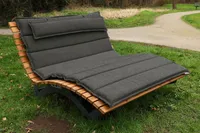 Waldsofa Premium mit Auflage und Kissen, Thermokiefer, Wellenliege