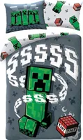 HALANTEX Pościel w zestawie Minecraft Creeper szara bawełna, 140/200, 70/90 cm