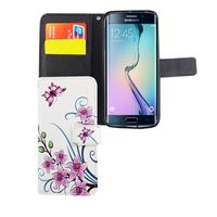 Handyhülle Rosa Kartenfach und Magnet-Verschluss Tasche Handytasche Schutzhülle Roar Handy Hülle für Samsung Galaxy S6 Edge 