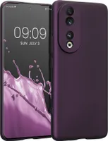 kwmobile Handyhülle kompatibel mit Honor 90 5G Hülle - weiche Silikon Case metallisch schimmernd in Metallic Brombeere