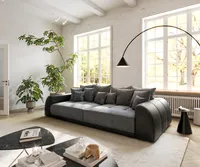 DELIFE Big-Sofa Violetta 310x135 cm Schwarz inklusive Kissen