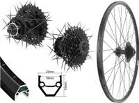 Aggro-X 27,5 Zoll Hinterrad Hohlkammer Laufrad Schwarz Disc + 8-Fach Shimano Kassette