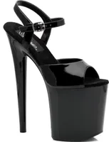 FLAMINGO-809 Pleaser High-Heels Plateau Sandaletten schwarz Lack