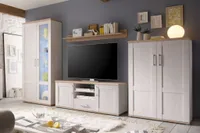 ROMANCE Wohnwand Anbwauwand Wohnzimmer Set Wohnkombination Weiß