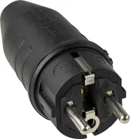 as-Schwabe Vollgummi-Stecker Schuko 230V 16A Leitung max. 2.5mm² Schwarz IP44