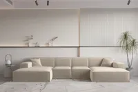 Wohnlandschaft U-Form CELES PREMIUM XS in Stoff Opera Velvet Beige