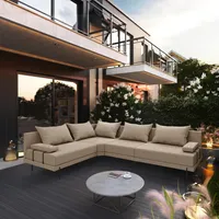 TRADA Gartensofa lounge set L form Bahama M Beige Gartenmöbel set Wasserabweisend Stoff Links