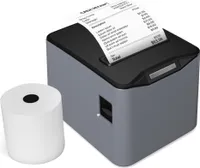 Bisofice 80 mm stolní termotiskárna účtenek POS USB+LAN připojení, 83 mm zásobník papíru/203 dpi/220 mm/s rychlost tisku/možnost montáže na stěnu, šedá barva