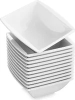 MALACASA, série Blance, sada 12 ks 350ml misek na cereálie z krémově bílého porcelánu
