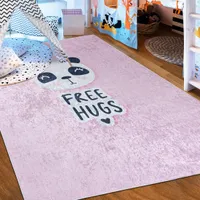 Mazovia Teppich - Kinderteppich Bär - Kinderzimmer - Weicher, Rutschfester Kinderzimmer-Teppich - Maschinenwaschbar - Rosa - 120x170 cm