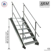 7 Stufen Stahltreppe beidseitig. Geländer Breite 60cm Geschosshöhe 100-140cm