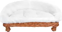 Weidenkorbsofa, 60 cm, natur Hundekorb Weidenkorb Kissenbezug waschbar bei 30°C