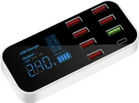 A9S + 8-Port-Autoladegeraet mit LED-Anzeige Typ C QC3.0 Schnellladung Intelligente tragbare sichere Fahrzeugladestation