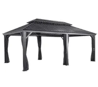 Sojag Alu Pavillon Messina 1220 Hardtop Pavillon mit Moskitonetz Anthrazit 363x598x307 cm