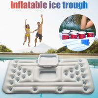 Neu Aufblasbar Luftmatratze Bier Pong Tisch Getränkehalter Wasserbar Schwimmen 