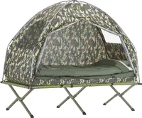 SoBuy Kempingový stan Kempingová postýlka se stanem Spací pytel Stan Házecí stan Kempingová postýlka 4v1 Stan s kempingovým lehátkem Kamuflážní barva WHT cca 193x160x86cm OGS32-TN