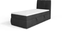 MEBLITO Einzelbett Boxspringbett Kaspian Mini Jugendbett Bettkasten Topper Seite Rechts 100x200 cm Lux 23 (Schwarz)