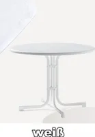 Boulevard-Klapptisch, Ø 100 cm, weiß Stahlrohrgestell, Mecalit-Pro-Platte