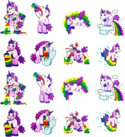 Oblique Unique Einhorn Tattoo Set Sticker 16 Stk. Trinkende lustige Einhörner temp Tattoos