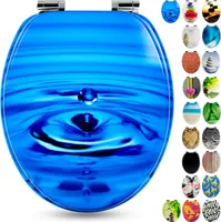 Sanfino® Premium WC Sitz "Waterdrop" hochwertiger Toilettendeckel mit Absenkautomatik aus Holz, einfache Montage