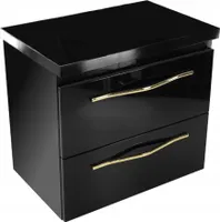 paplinskimoebel badezimmer wandschrank 60,5 x 40 x 51,5 cm, komodenschrank, badezimmermöbel schwarz, hochglanz, waschbeckenunterschrank unterschrank (Schwarz)