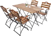 Pivní zahradní set HWC-J40, bistro set skládací stůl skládací židle, gastronomická kvalita akácie s certifikátem MVG  přírodní barva
