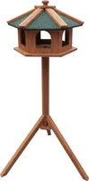 Toboli Vogelfutterhaus 115 cm mit Dreifuß, Vogelhaus aus Holz, wetterfestes Vogelfutterhäuschen mit Ständer, Futterhäuschen für Vögel