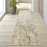 Designer Teppich Ästemuster in creme Größe - 80 x 300 cm