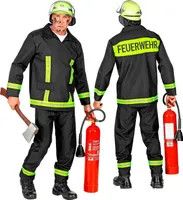 Feuerwehrmann Kostüm für Herren | Schwarz Gelb Größe: L