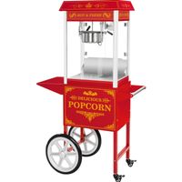 Royal Catering Popcornmaschine mit Wagen - Retro-Design - rot
