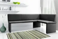 Eckbank Bank Küchenbank  -Cora XL / L -Kunstleder Schwarz 196 x 142 cm