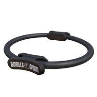 GORILLA SPORTS® Pilates Ring - 36 cm, Doppelgriff, Rutschfester & Superleichter, Workout Poster & Tasche, aus Gummi, Schwarz - Widerstandsring, Pilates Circle, Yoga, Fitness, Oberschenkeltrainer