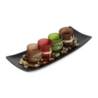 relaxdays Teelichthalter Set mit Tablett