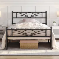 Yaheetech Metallbett Bettgestell Bettrahmen, Wolkenmuster Kopfteil, 90 x 200 cm, Schwarz