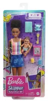 Barbie GRP12 - "Skipper Babysitters Inc." Baby-Sitter Puppe mit brünetter Puppe (22,86 cm), Baby-Puppe und 4 Zubehörteilen, Spielzeug für Kinder ab 3 Jahren