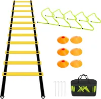 Fiqops Agility Training Set Koordinationsleiter Fußballhütchen Koordinationshürden Verstellbar Speed/Agility Trainingshilfe für Kinder