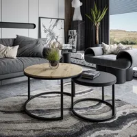 Runder Couchtisch CIRI MIX 2in1 Artisan Eiche / Schwarz