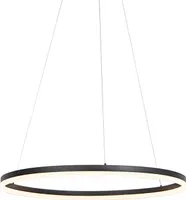 QAZQA - Design Ring-Hängelampe I Pendellampe I Pendelleuchte schwarz 80cm inkl. LED und Dimmer - Anello Dimmer I Dimmbar I Wohnzimmer I Schlafzimmer - Kunststoff Rund - I (nicht austauschbare) LED