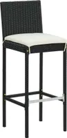 vidaXL Zahradní barová stolička s polštářem 4 ks Black Poly Rattan